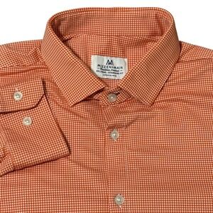 Mizzen+Main Mens Orange Gingham Button Down Shirt XX Large‎ Standard Fit